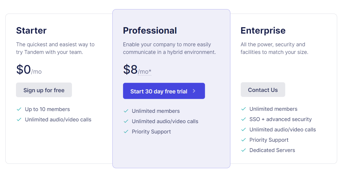 tandem pricing