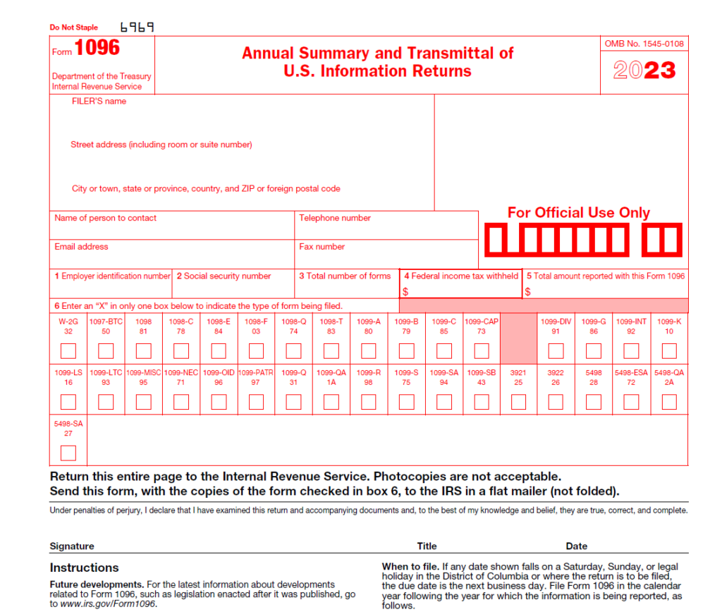 1096 form from the irs for businesses