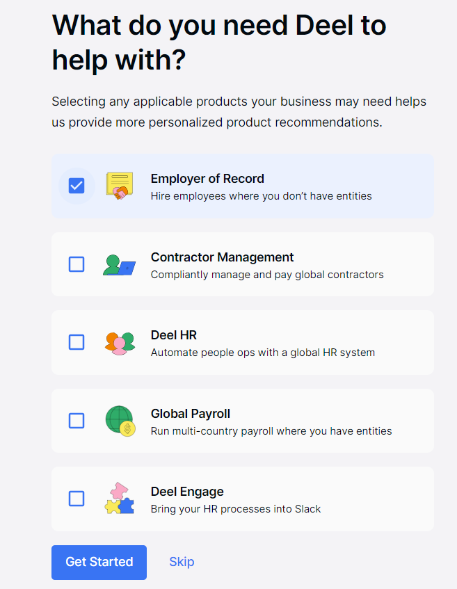 Deel account for startups