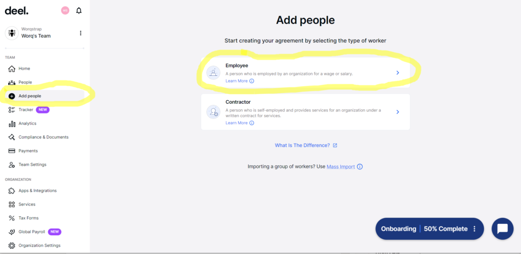 adding remote employees to Deel